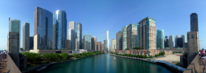 The Chicago West Loop Area Along the Chicago River